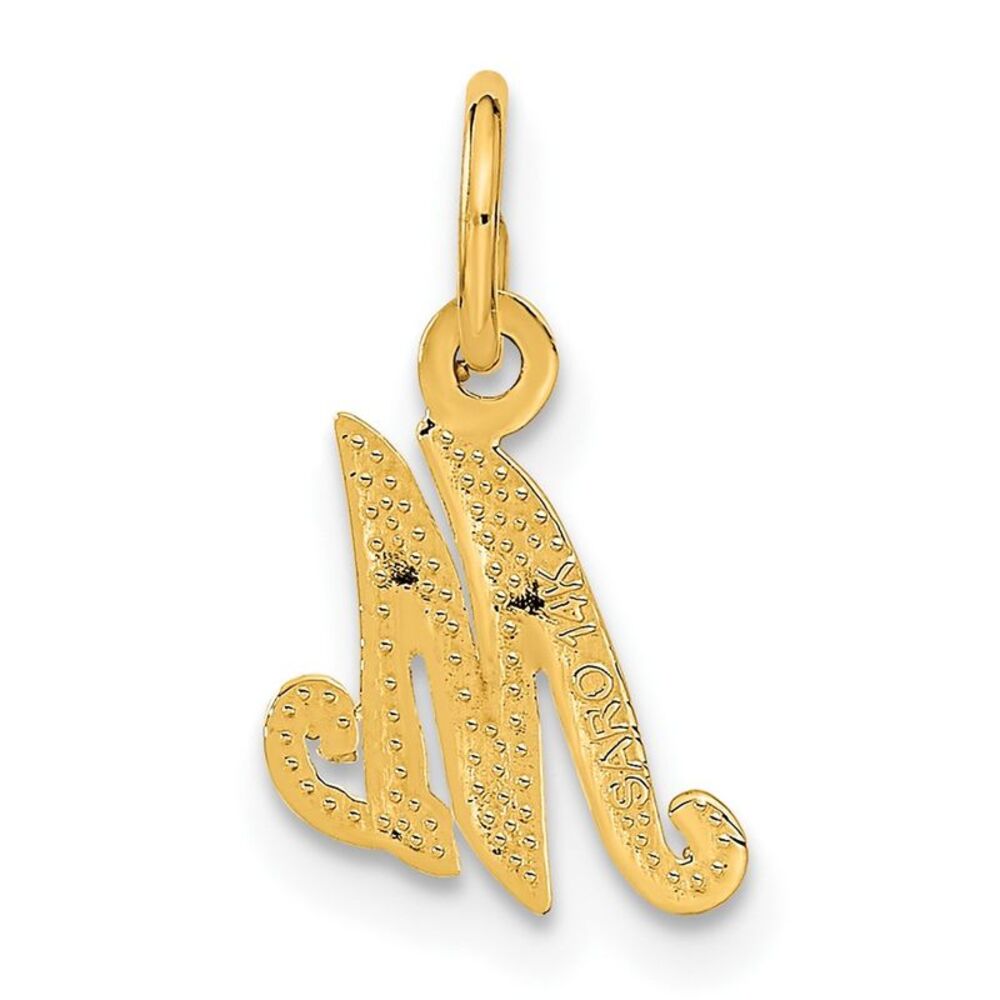 14k Yellow Gold Script Letter M Initial Charm - image 3